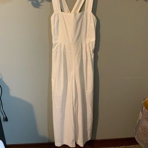 Free People white cotton overalls